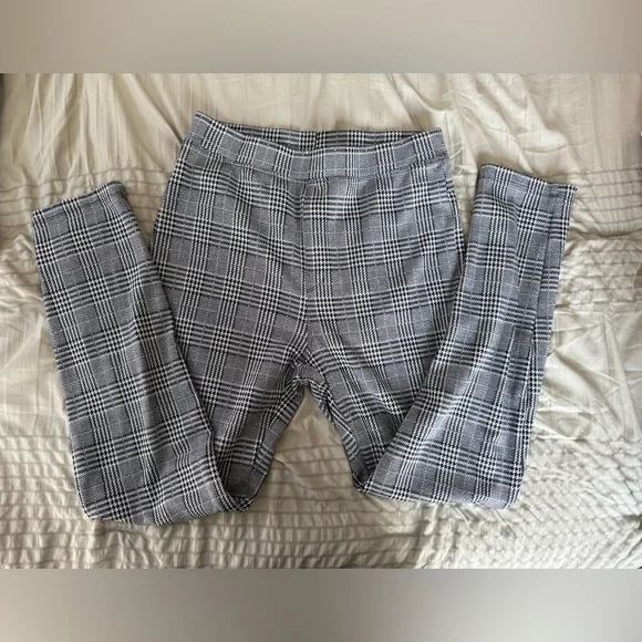 Halara Flex High Waisted Pocket Houndstooth Plaid Skinny Work Pants Blue White - Picture 6 of 6